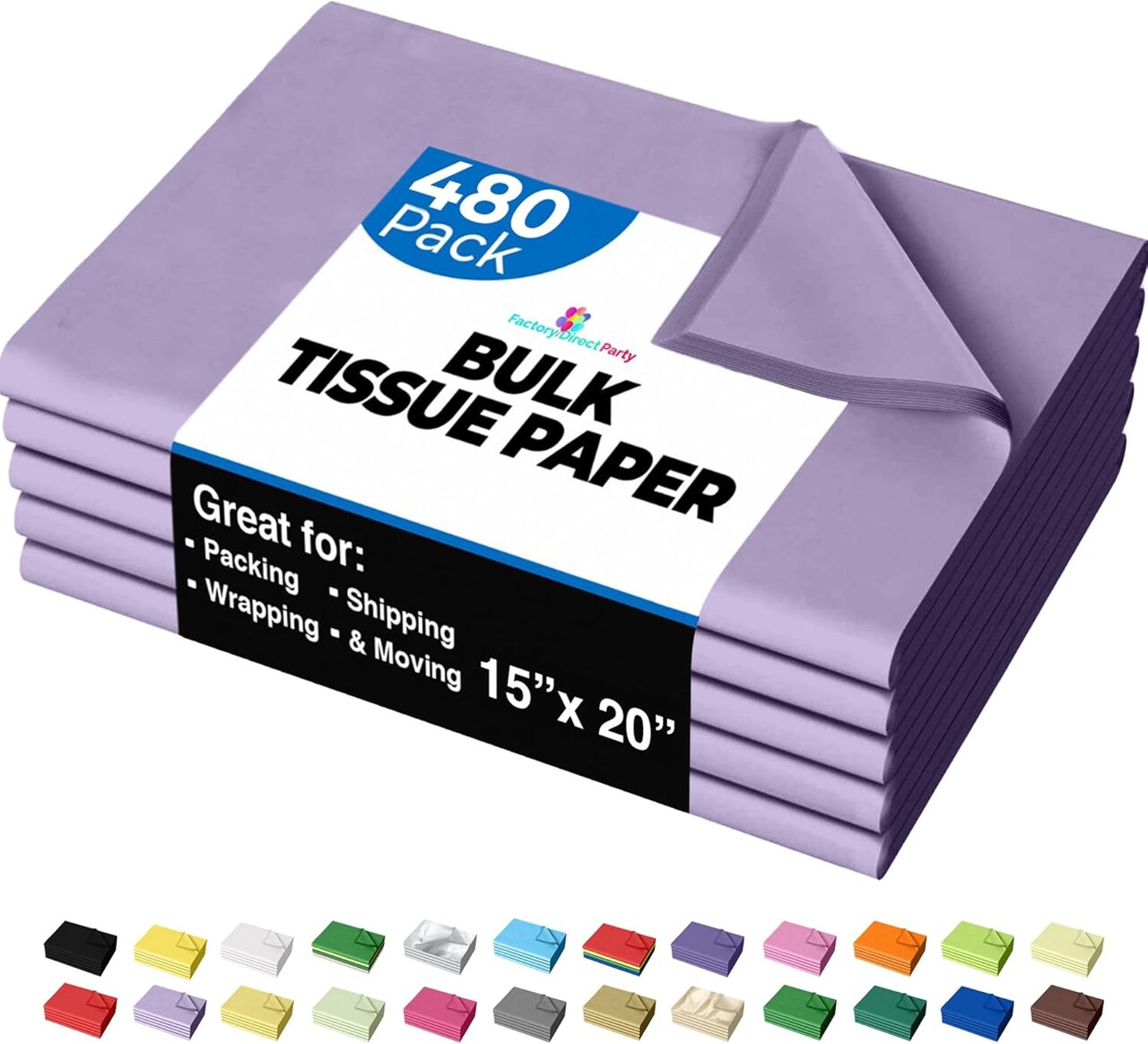 Tissue Paper for Gift Bags - 15" x 20" Bulk Tissue Paper Dark Blue 480 Sheets - 10lb Newsprint for Packing, Birthday Gift Box Filler, Packing Supplies for Moving Supplies